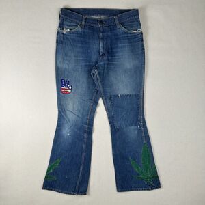 70s King Road Sears Jeans Men’s 34‎ Hippie Patchwork Weed Peace Protest Pants
